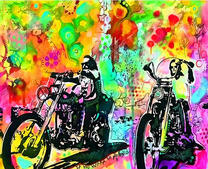 Два байкера на харлеях