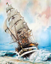 Парусник выбросило штормом