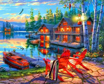 Домики на большом озере