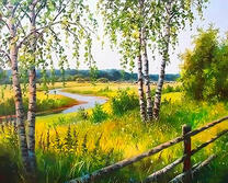 Березы у небольшой реки