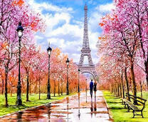 Весенняя прогулка влюбленных в Париже