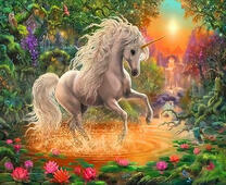 Единорог скачет в озере