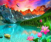 Лодка на кристально чистом горном озере