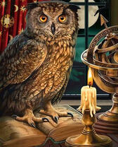 Сова, свеча и книга