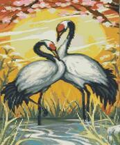 Журавли на фоне заката