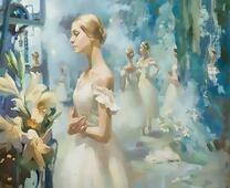 Леди в белых платьях и лилии