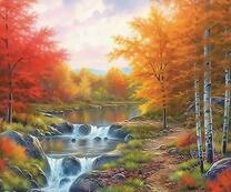 Осенние деревья у чистого ручья