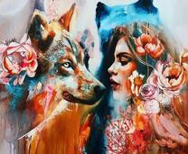 Девушка, розы и дух волчицы