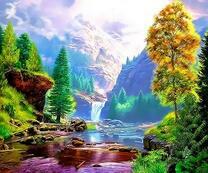 Горная река в лучах осеннего солнца