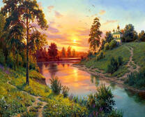 Церковь на холме над рекой