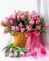 Огромная корзина тюльпанов