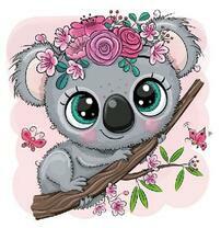 Маленький коалла с цветочками