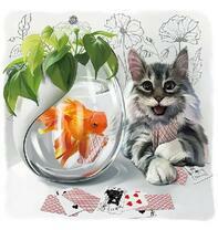 Весёлый кот и золотая рыбка