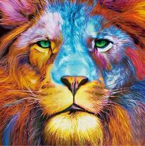 Зеленоглазый лев в красках радуги