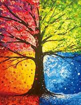 Яркое дерево в четырёх временах года