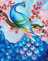 Сказочный павлин на цветущем дереве