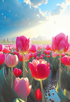 Слепой дождь над полем тюльпанов