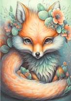 Милая лисичка в цветочках