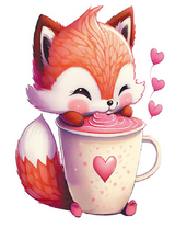 Лисенок с чашкой какао