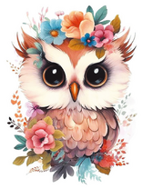Милая сова с цветами