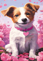 Милый щенок на лепестках