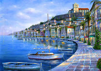 Лодки выстроились в ряд на берегу