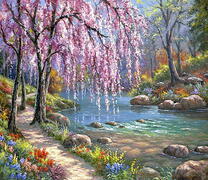 Волшебная береза на берегу реки