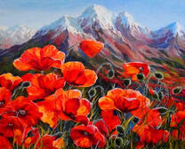 Цветущие маки в горах