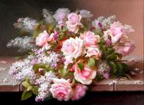 Сирень и пионы в одном букете