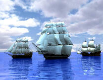 Три корабля на морской глади