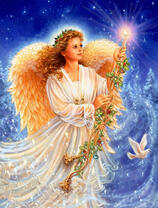 Ангел со свечой и белый голубь