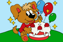 Щенок именник с тортиком