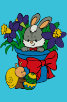 Кролик в цветах и улиточка