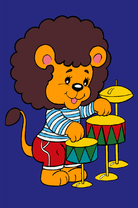 Львёнок играет на барабанах