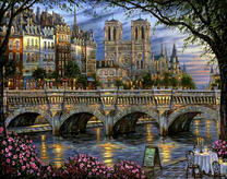 Вечерний вид на Нотр-Дам-де-Пари