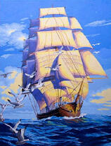 Чайки, корабль и море