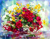 Букет ярких полевых цветов в вазе