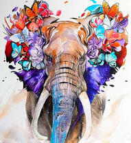 Слон в цветах и бабочках