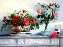 Цветы в прозрачных вазах