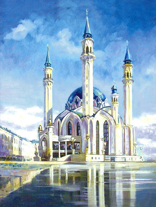 Картина по номерам 40x50 Мечеть Кул-Шариф на фоне голубого неба