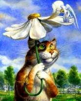 Кот и ангел под ромашкой