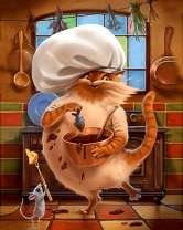 Кот готовит рыбку