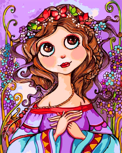 Картина по номерам 40x50 Милая девушка с цветочным венком