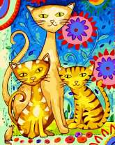 Кошачье семейство в цветах