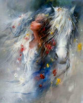 Девушка и белая лошадь