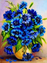 Большой букет васильков