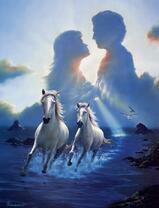 Белые лошади у моря и влюбленные