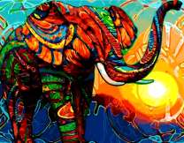 Узорчатый слон и яркое солнце