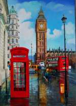 Телефонная будка на вечерней улице Лондона