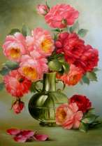 Амфора с букетом роз